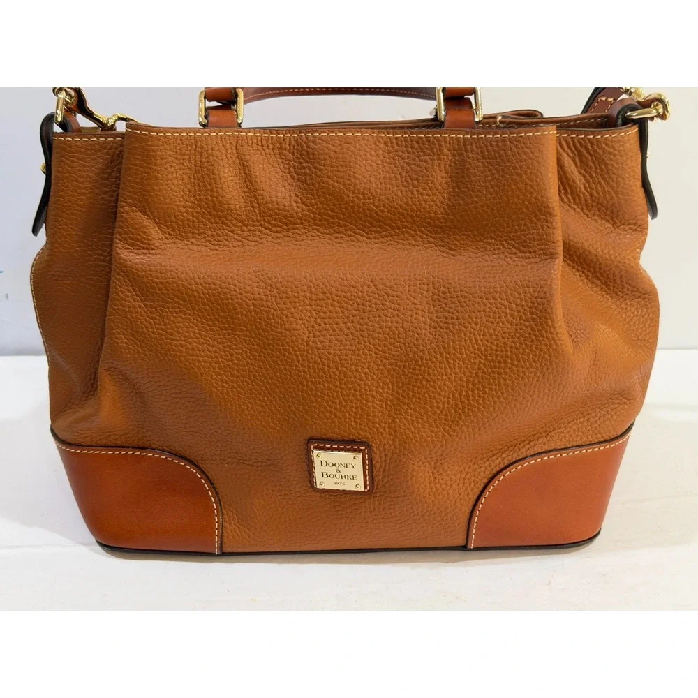 Dooney & Bourke Pebble Grain Brenna Satchel Carmel Excellent Condition COA